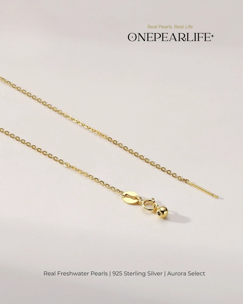 Lumina – AAA Quality Natural White Freshwater Pearl Beaded Adjustable Pendant Necklace | 18K Gold Vermeil | 6–6.5mm