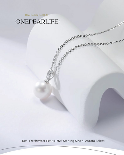 Luna – AAA Quality Natural Freshwater Round Pearl Pendant | 9–9.5mm | 925 Sterling Silver
