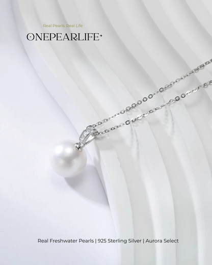 Luna – AAA Quality Natural Freshwater Round Pearl Pendant | 9–9.5mm | 925 Sterling Silver