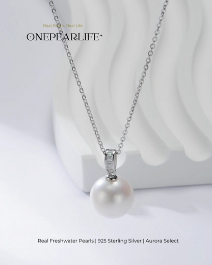 Luna – AAA Quality Natural Freshwater Round Pearl Pendant | 9–9.5mm | 925 Sterling Silver