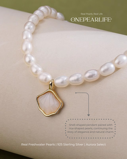 Marina – AAA Quality Rice-Shaped Aurora Natural Freshwater Pearl Bracelet | 4–4.5 mm | 18K Gold Vermeil