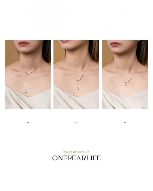 MermaidTear – AAA+ Quality Japanese Akoya Pearl Y-Shaped Necklace | 8–8.5mm | 18K Solid Gold Onepearlife