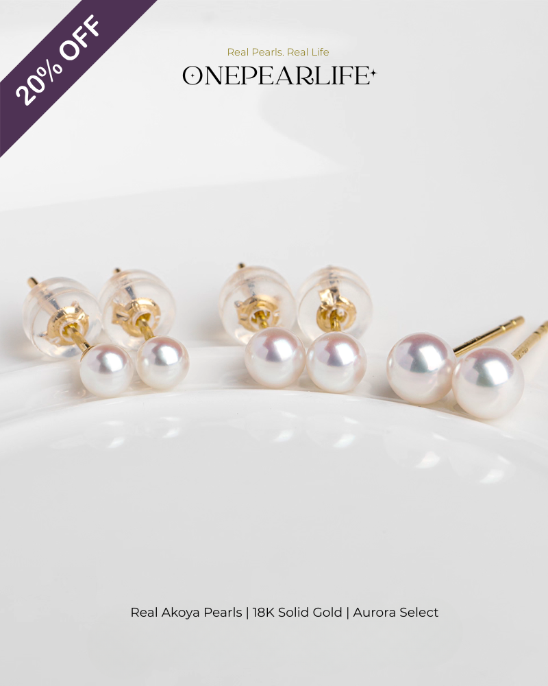 Mika – AAA+ Quality Japanese Akoya Mini White Pearl Stud Earrings | 3–4.5mm | 18K Gold