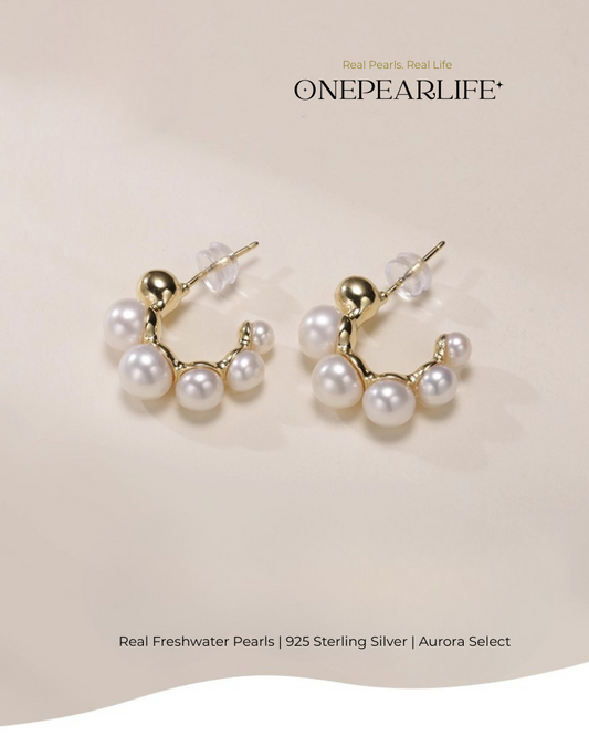 Mila – AAA Quality Natural Freshwater White Bun Pearl Hook Earrings | 4–5.5mm | 18K Gold Vermeil Onepearlife