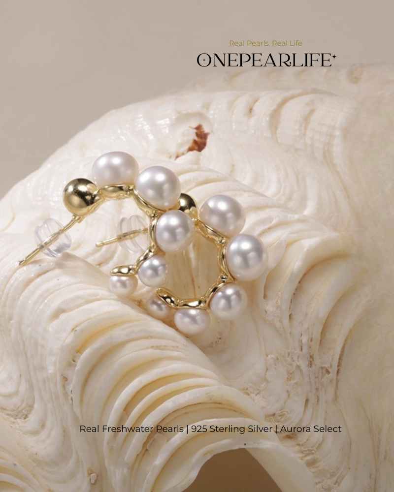 Mila – AAA Quality Natural Freshwater White Bun Pearl Hook Earrings | 4–5.5mm | 18K Gold Vermeil
