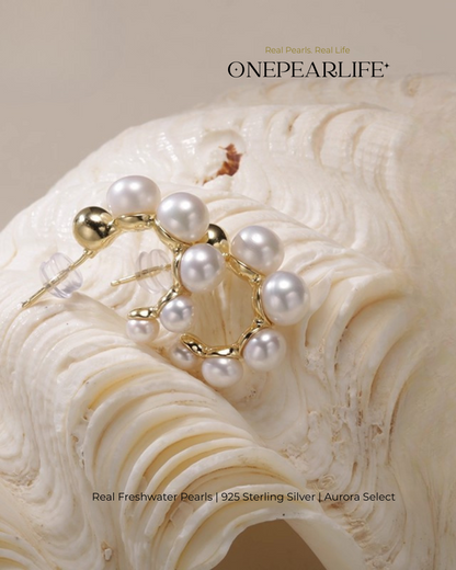 Mila – AAA Quality Natural Freshwater White Bun Pearl Hook Earrings | 4–5.5mm | 18K Gold Vermeil