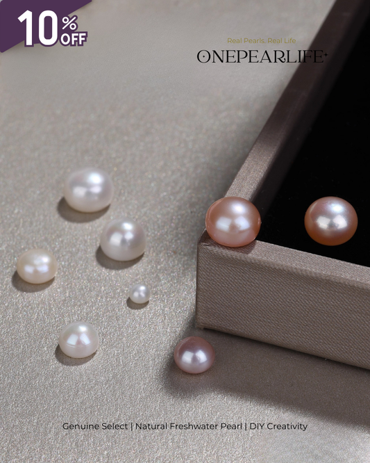 AAA Quality Natural Freshwater Half-Drilled Flat Round Pearl Beads – DIY Earrings & Ring Setting Supplies Onepearlife