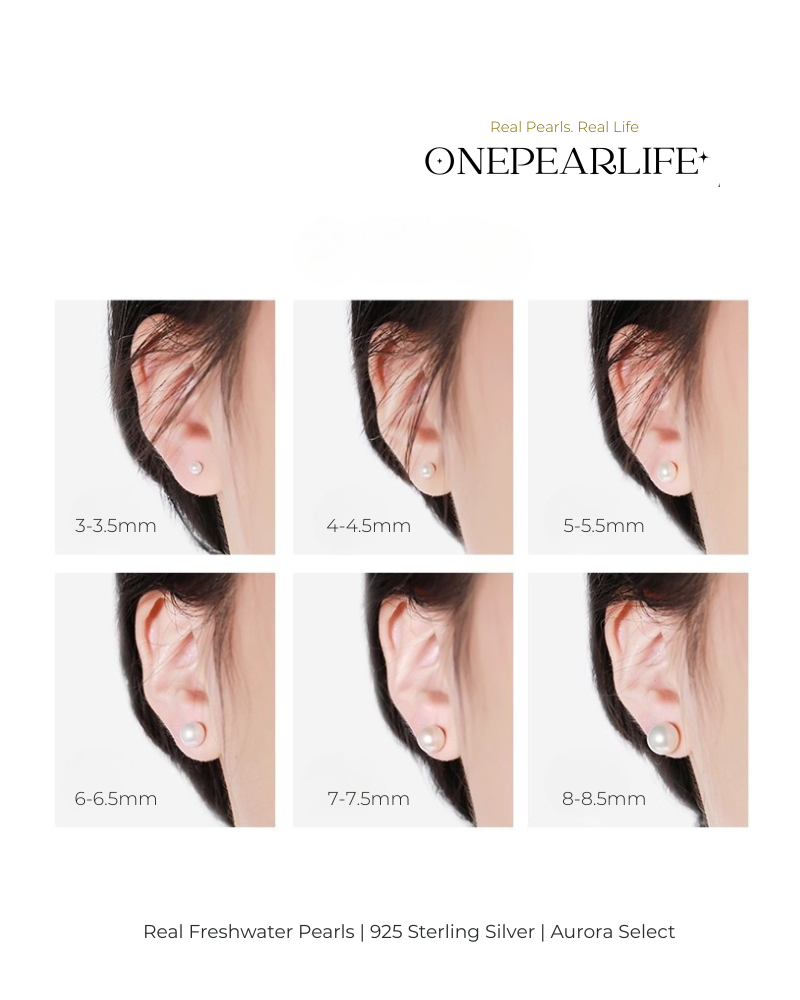 Nina – AAA Quality White Freshwater Pearl Stud Earrings | 3–9.5mm | 925 Sterling Silver