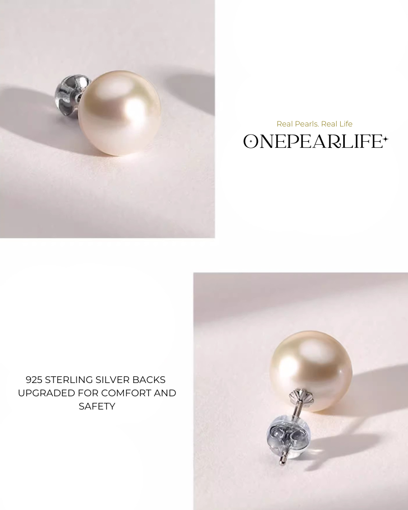 Nina – AAA Quality White Freshwater Pearl Stud Earrings | 3–9.5mm | 925 Sterling Silver