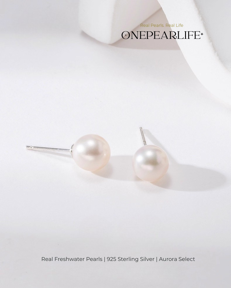 Nina – AAA Quality White Freshwater Pearl Stud Earrings | 3–9.5mm | 925 Sterling Silver