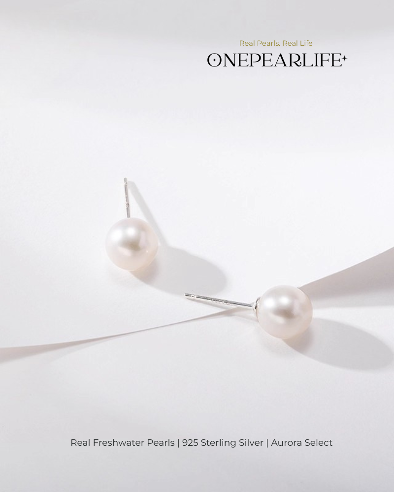 Nina – AAA Quality White Freshwater Pearl Stud Earrings | 3–9.5mm | 925 Sterling Silver