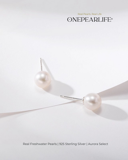 Nina – AAA Quality White Freshwater Pearl Stud Earrings | 3–9.5mm | 925 Sterling Silver