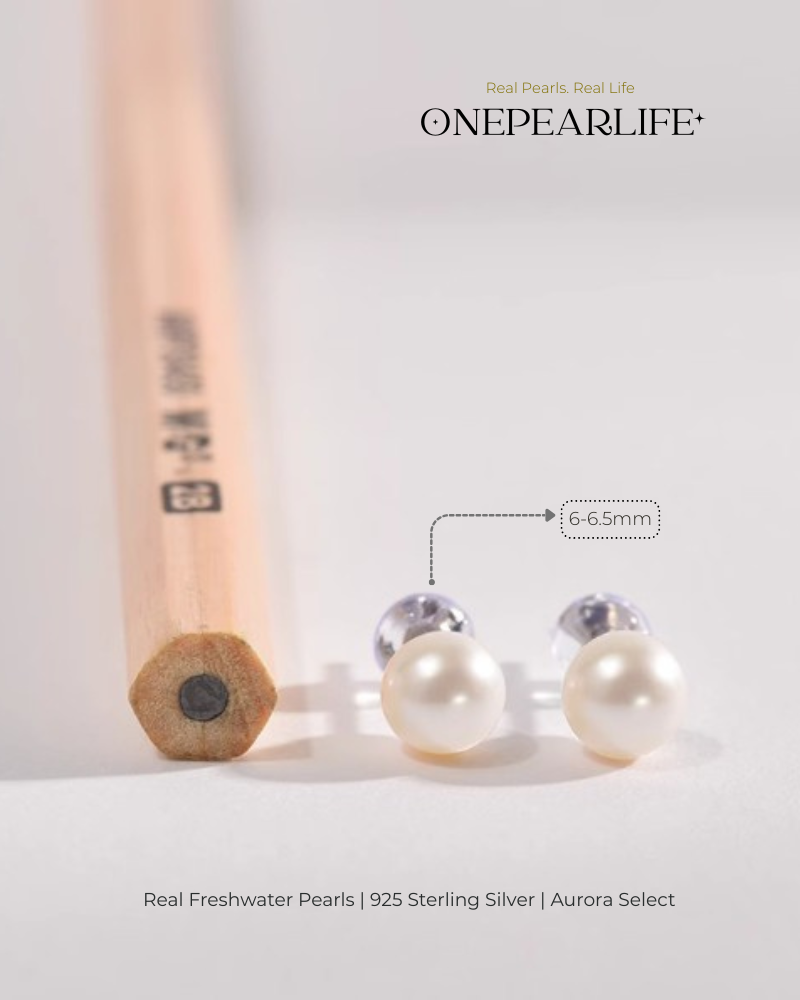 Nina – AAA Quality White Freshwater Pearl Stud Earrings | 3–9.5mm | 925 Sterling Silver