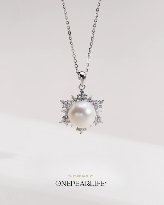 Nivea – AAA Quality Natural Freshwater Snow Pearl Pendant | 9–9.5mm | 925 Sterling Silver Onepearlife