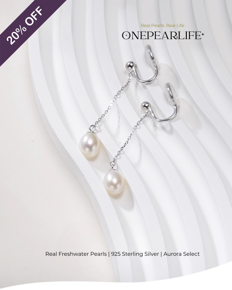 Nola – AAA Quality Natural Freshwater Oval Pearl Tassel Clip-On & Threader Earrings | 7–7.5mm | 925 Sterling Silver