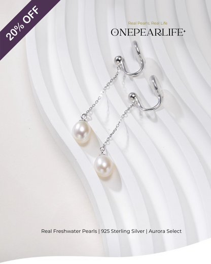 Nola – AAA Quality Natural Freshwater Oval Pearl Tassel Clip-On & Threader Earrings | 7–7.5mm | 925 Sterling Silver