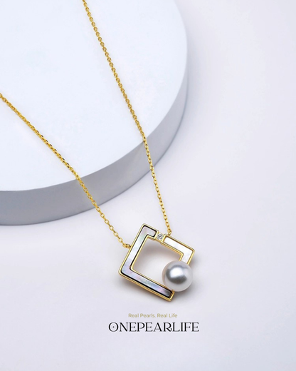 Notella – AAA Quality Natural Freshwater Pearl Pendant Necklace | 8–8mm | 18K Gold Vermeil Onepearlife