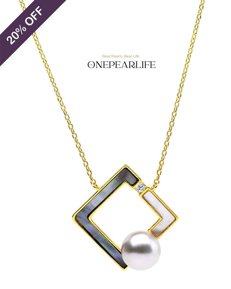 Notella – AAA Quality Natural Freshwater Pearl Pendant Necklace | 8–8mm | 18K Gold Vermeil Onepearlife