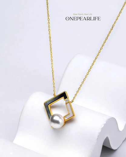 Notella – AAA Quality Natural Freshwater Pearl Pendant Necklace | 8–8mm | 18K Gold Vermeil Onepearlife