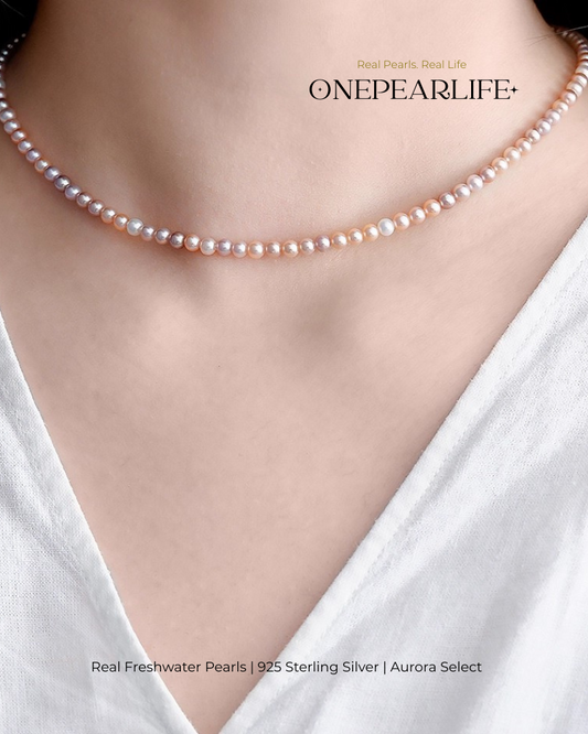 Nova – AAA Quality Natural Multi-Color Mini Freshwater Pearl Necklace | 3–3.5mm | 925 Sterling Silver