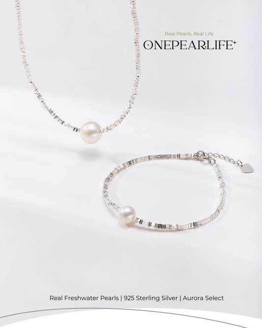 Orivie – AAA Quality Natural Freshwater Pearl Jewelry Two Set | Necklace & Bracelet (8–8.5mm)