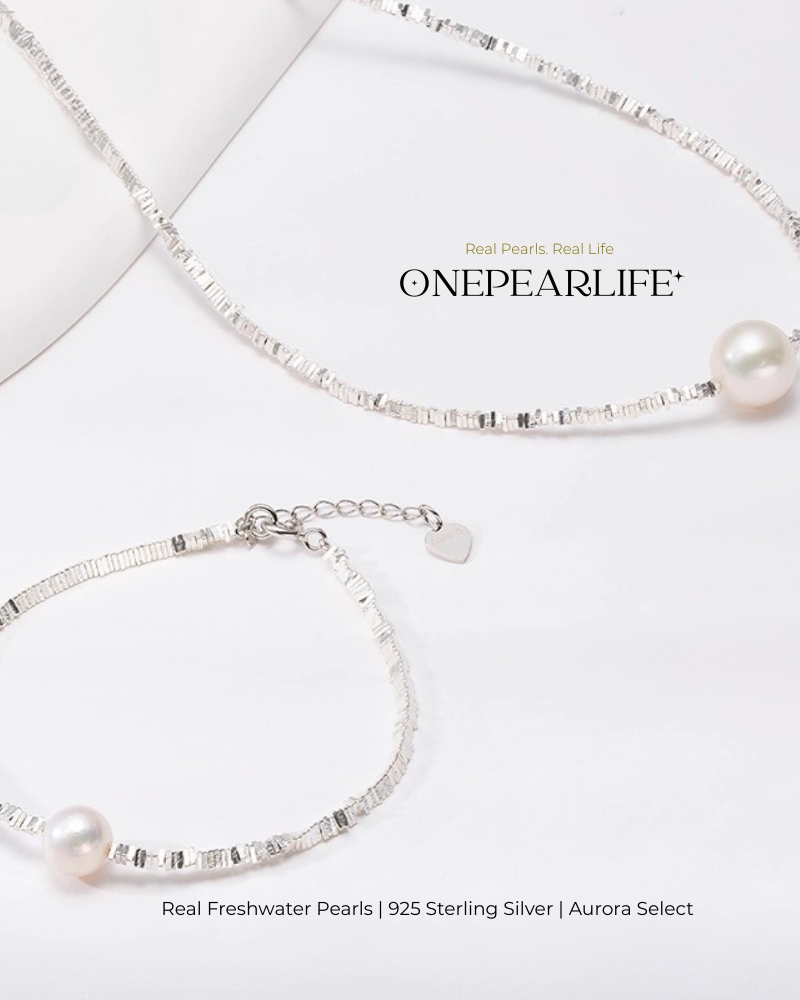 Orivie – AAA Quality Natural Freshwater Pearl Jewelry Two Set | Necklace & Bracelet (8–8.5mm)
