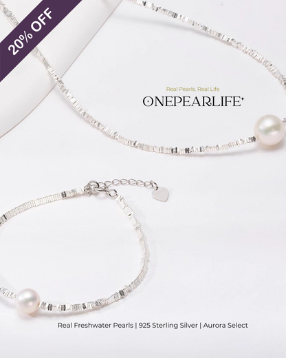 Orivie – AAA Quality Natural Freshwater Pearl Jewelry Two Set | Necklace & Bracelet (8–8.5mm)