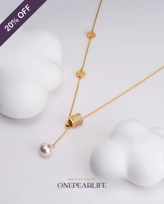 PetiteWaist – AAA Quality Natural Freshwater Pearl Y-Shaped Pendant | 8–8.5mm | 18K Gold Plated Onepearlife