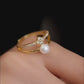 Gold Freshwater Pearl Personalized Adjustable Ring