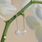 18K Gold Janpanese Gold Akoya Pearl Danling Earrings - AAA Quality