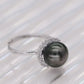 9mm-9.5mm Tahitian Black Pearl Adjustable Open Ring - AAA Quality