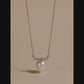 18K Gold Akoya Pearl Necklace Diamond Balancing Beam Pendant- AAA Quality