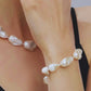 14-16mm White Baroque Freshwater Pearl Bracelet - AAA Quality