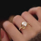 Gold Vintage Natural Freshwater Baroque Pearl Ring