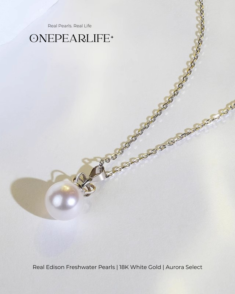 Regalia – AAA+ Natural Edison Pearl Crown Pendant Necklace | 18K White Gold | 9–9.5mm