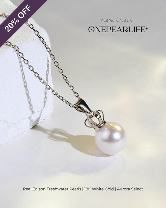 Regalia – AAA+ Natural Edison Pearl Crown Pendant Necklace | 18K White Gold | 9–9.5mm