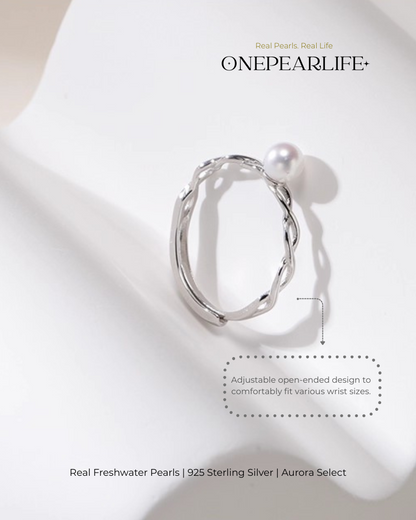Selara – AAA Quality Natural Freshwater Pearl Adjustable Open Ring | 4–4.5 mm | 925 Silver