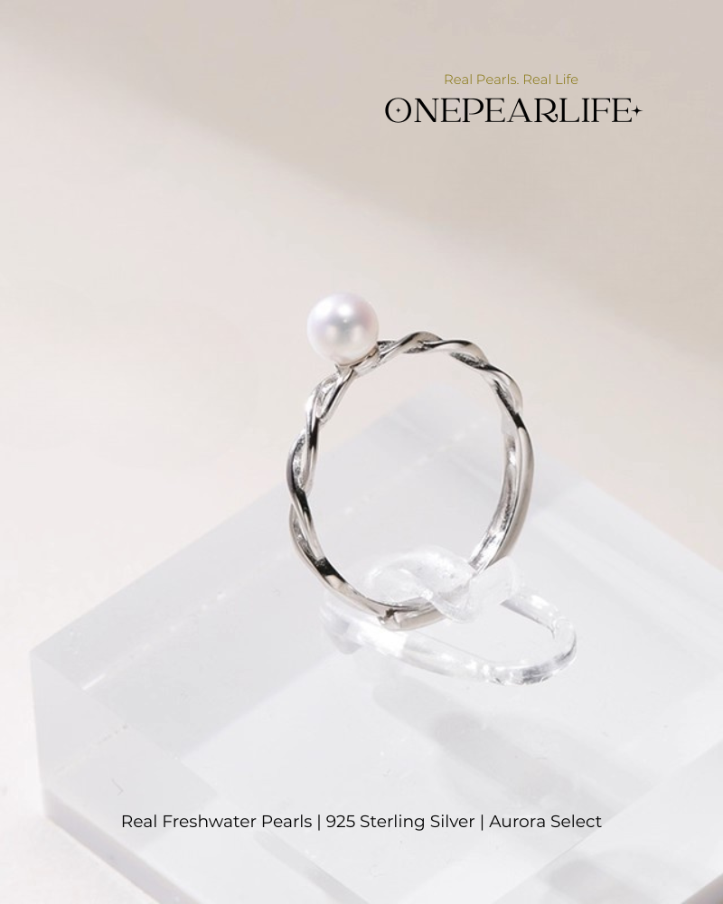 Selara – AAA Quality Natural Freshwater Pearl Adjustable Open Ring | 4–4.5 mm | 925 Silver