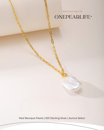 Serene – AAA Quality Natural Baroque Pearl Pendant Necklace | 18K Gold Vermeil | 12×14mm