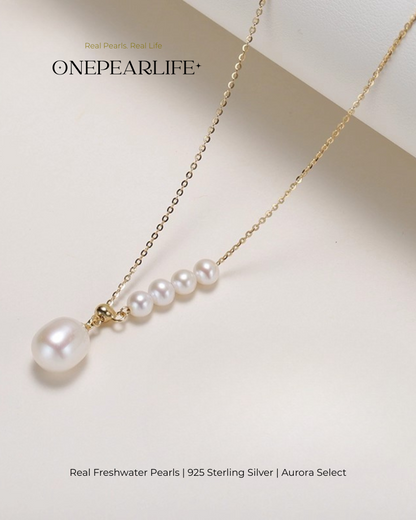 Serenity – AAA Quality 18K Gold Vermeil Natural Freshwater Oval Pearl Pendant | 4×9.5mm