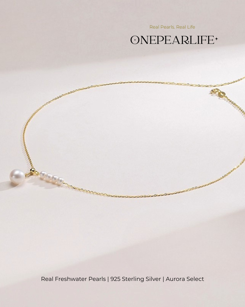 Serenity – AAA Quality 18K Gold Vermeil Natural Freshwater Oval Pearl Pendant | 4×9.5mm