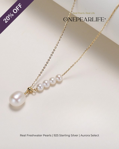 Serenity – AAA Quality 18K Gold Vermeil Natural Freshwater Oval Pearl Pendant | 4×9.5mm