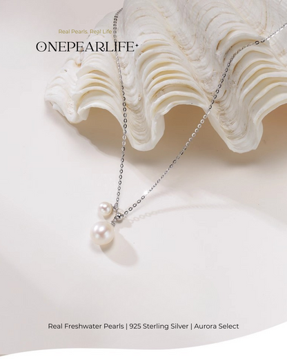 Serina – AAA Quality Double Freshwater Pearl Adjustable Pendant Necklace | 4–9.5mm | 925 Sterling Silver