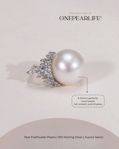 Shira – AAA Quality Natural Freshwater White Shimmer Pearl Earrings | 9–9.5mm | 925 Sterling Silver