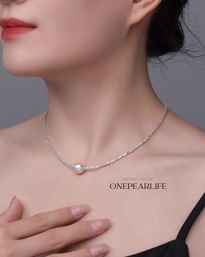 SilverShards – AAA Quality Natural Freshwater Pearl Choker | 7–7.5mm | 925 Sterling Silver Onepearlife