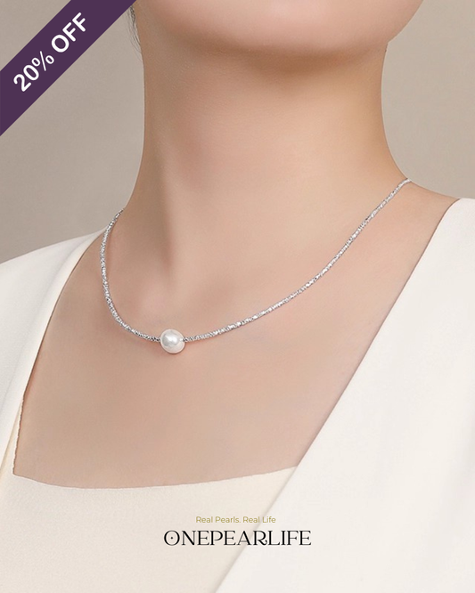 SilverShards – AAA Quality Natural Freshwater Pearl Choker | 7–7.5mm | 925 Sterling Silver Onepearlife