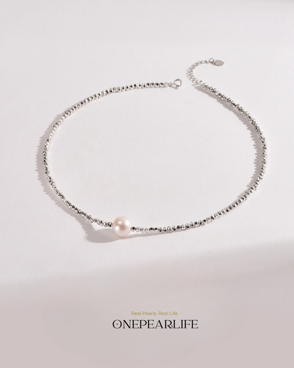 SilverShards – AAA Quality Natural Freshwater Pearl Choker | 7–7.5mm | 925 Sterling Silver Onepearlife
