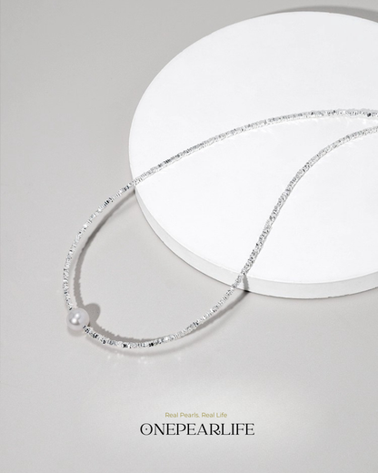 SilverShards – AAA Quality Natural Freshwater Pearl Choker | 7–7.5mm | 925 Sterling Silver Onepearlife