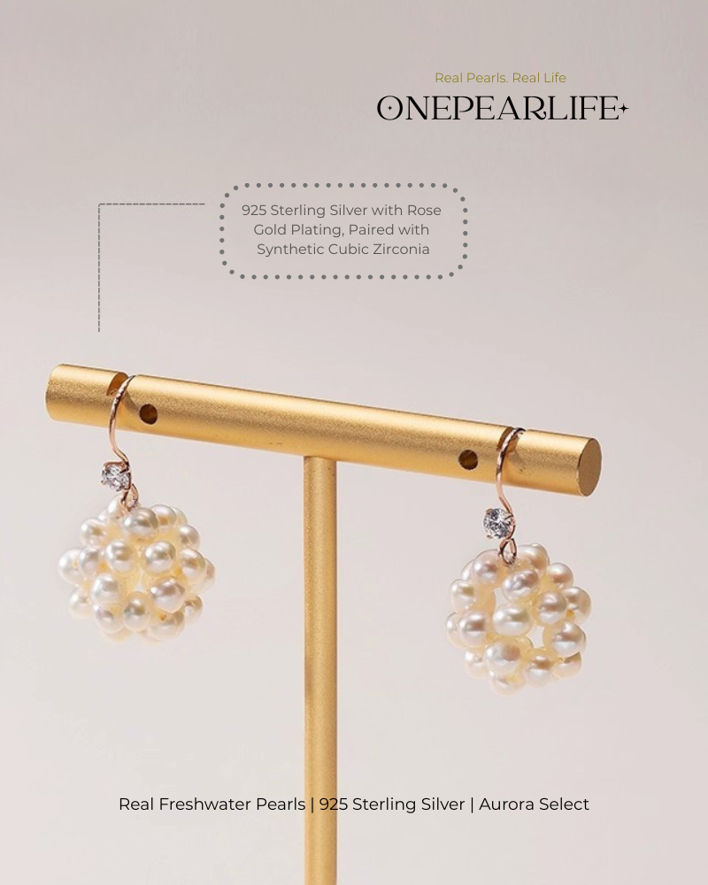 Aeris – 3–5.5mm Natural Freshwater Dangling Pearl Earrings in 18K Gold Plated