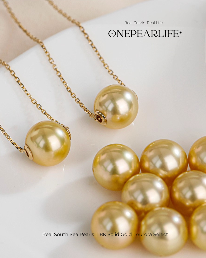 Solara – AAA+ Quality Natural South Sea Golden Pearl Pendant | 9–9.5mm | 18K Gold